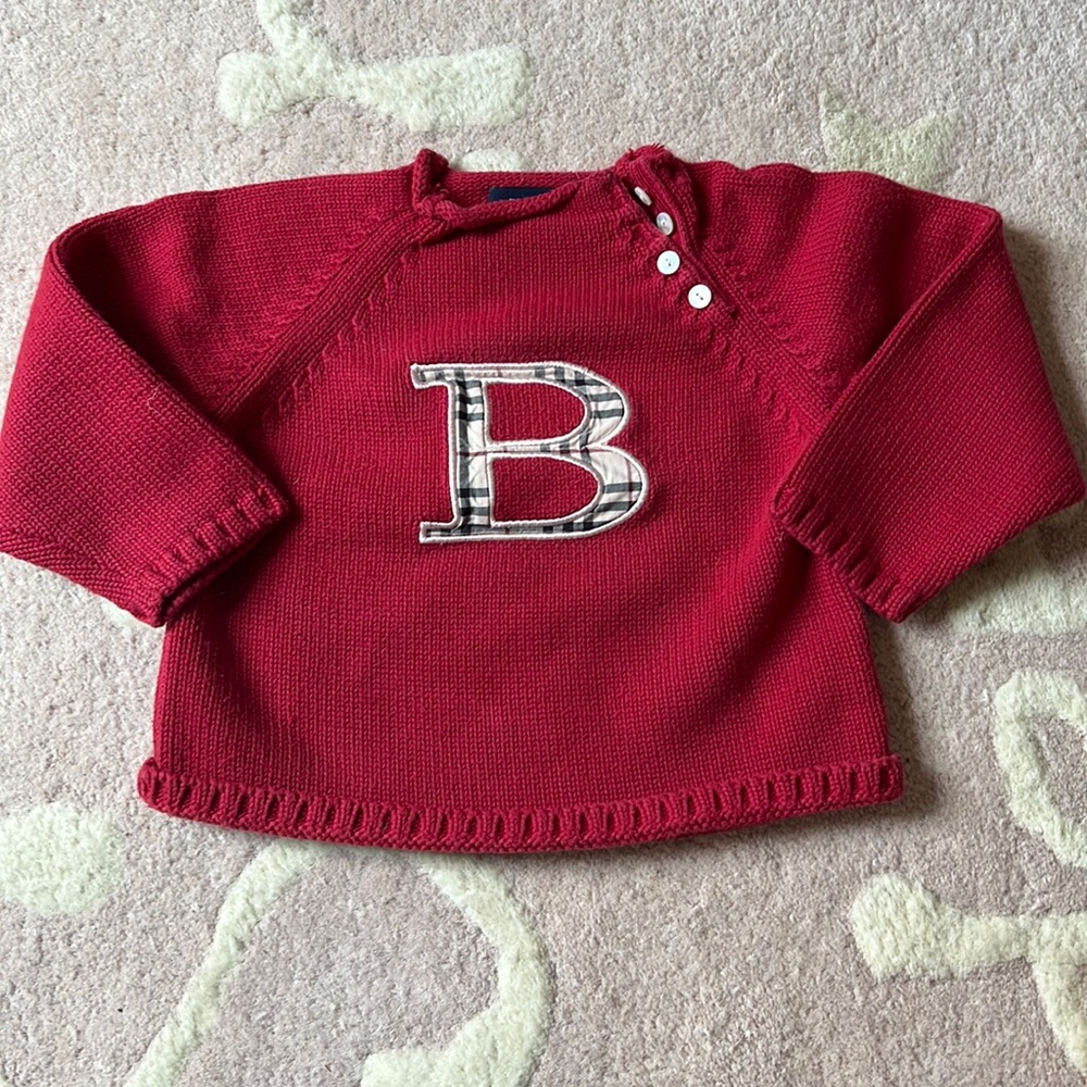 Authentic Toddler Red Burberry Sweater, Size 2